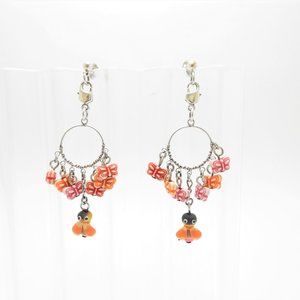 BEE SILVER CIRCLE EARRINGS NECKLACE GIRL WOMEN